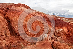 fantastic clay castles in the sandy desert of the red canyon