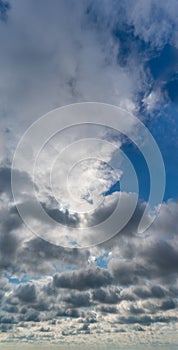 Fantastic clouds against blue sky, panorama