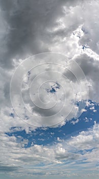 Fantastic clouds against blue sky, panorama