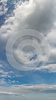 Fantastic clouds against blue sky, panorama