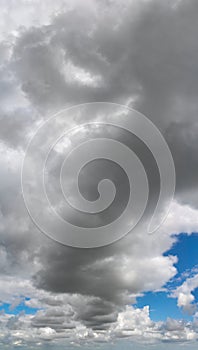 Fantastic clouds against blue sky, panorama