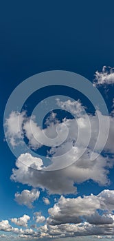 Fantastic clouds against blue sky, panorama