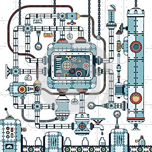 Fantastic complex steampunk machine