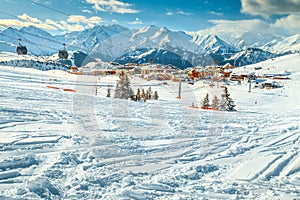 Fantastic easy ski slope in French Alps, Alpe d Huez