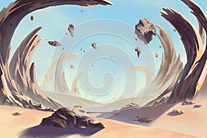 Fantastic and Exotic Allen Planet`s Environment: Storm Eye Desert photo