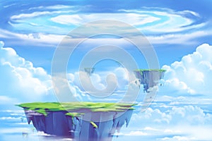 Fantastic and Exotic Allen Planets Environment: The Floating Island in the Clouds Sea photo