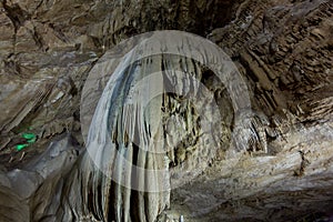 Fantastic extraordinary natural speleothem in big cave in New Athos, Abkhazia