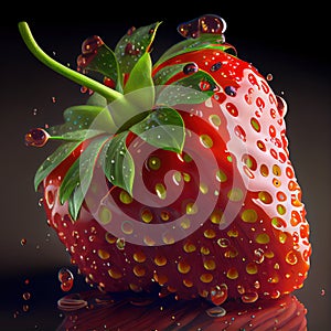Fantastic freshly washed red strawberry fresh ripe ready to eat - Artificial intelligence generated - AI photo