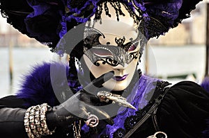 Fantastic gothic mask in venice carnival