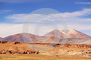 Fantastic Hight Plateau of Los Flamencos National Reserve National Park, Atacama Desert, Chilean Altipano, Chile