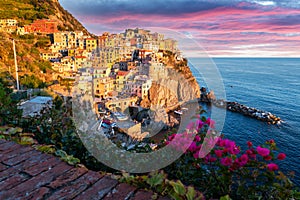 Fantastic landscape of Manarola city