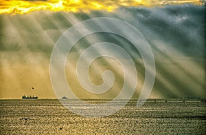 Fantastic light effect over the sea.