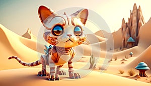 Fantastic lonely desert sand cat