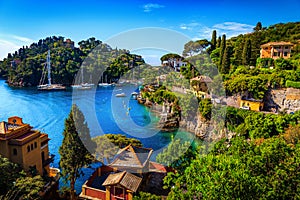 Fantastic mediterranean bay with spectacular harbor, Portofino, Liguria, Italy, Europe photo