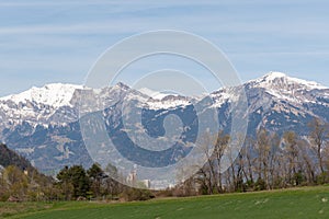 Fantastic mountain panorama near Maienfeld in Switzerland