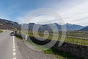 Fantastic mountain panorama near Maienfeld in Switzerland