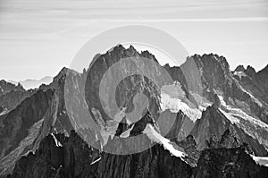 fantastic mountain peaks from the aiguille du tacul mont blanc massif photographed from the aiguille du midi , chamonix