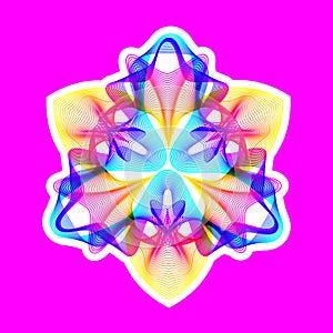 Fantastic neon flower, abstract shape with lots of blending lines