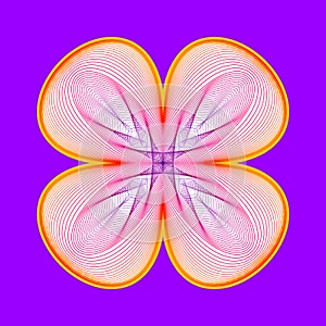 Fantastic neon flower, abstract shape with lots of blending lines