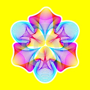 Fantastic neon flower, abstract shape with lots of blending lines