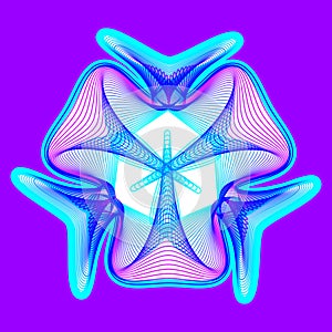 Fantastic neon flower, abstract shape with lots of blending lines