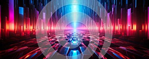 Fantastic Neon Laser Rays in Pink and Blue 3D Abstract Background