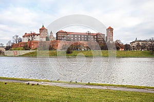 Fantastic night Krakow. The Royal Wawel Castle in Poland