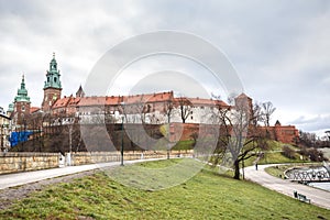 Fantastic night Krakow. The Royal Wawel Castle in Poland