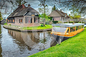 Fantastic old dutch village with thatched roofs, Giethoorn, Netherlands, Europe