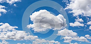 Fantastic panoramic white clouds against blue sky