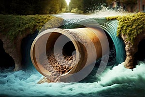 fantastic pipe to discharge of sewage from house splashes waste into river