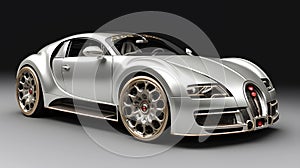 Fantastic retro car with silver chrome elements, beautiful old-style car design. Generative Ai