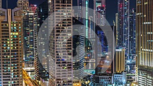 Fantastic rooftop skyline of Dubai marina timelapse.