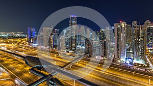 Fantastic rooftop skyline of Dubai marina timelapse.