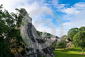 Fantastic shot of the archaeological site Tikal Temple II in Peten Department, Guatemala