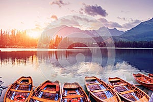 Fantastické Shtrbské Pleso Vysoké Tatry. Slovensko, Evropa.