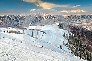 Fantastic ski resort and winter attraction, Azuga, Prahova valley, Romania