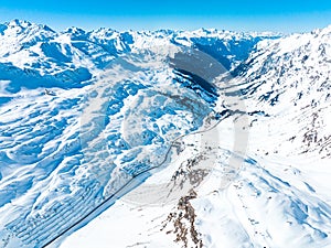 Fantastic snow mountains landscape banner background from Alps