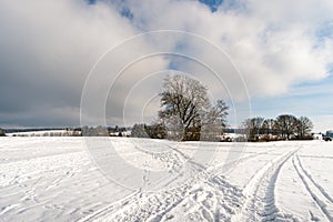 Fantastic snowy winter landscape near Heiligenberg on Lake Constance