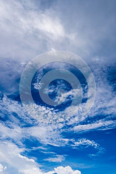 Fantastic soft white clouds against blue sky