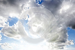 Fantastic soft white clouds against blue sky