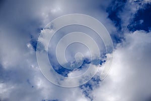 Fantastic soft white clouds against blue sky abstract background