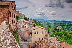 Fantastic summer Tuscany landscape and medieval cityscape, Montepulciano, Italy, Europe