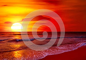 Fantastic sunset over ocean