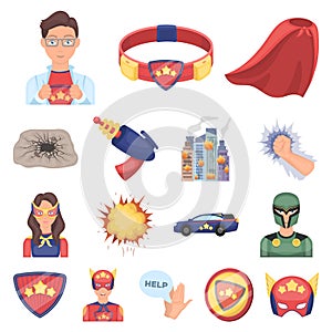 A fantastic superhero cartoon icons in set collection