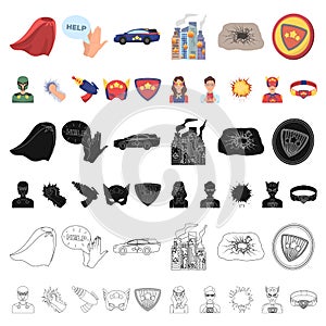 A fantastic superhero cartoon icons in set collection for design. Superhero s equipment vector symbol stock web photo