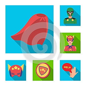 A fantastic superhero flat icons in set collection for design. Superhero`s equipment vector symbol stock web