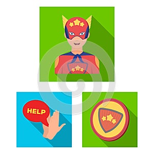 A fantastic superhero flat icons in set collection for design. Superhero s equipment vector symbol stock web