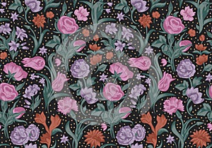 Fantastic vector seamless vintage floral pattern.