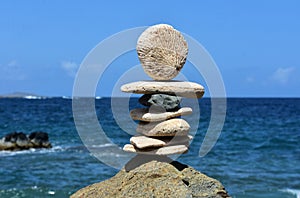 Fantastic View of Balancing Stones by the Water